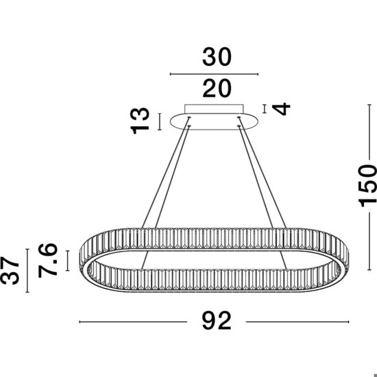 Lampadario led ovale dorato cristalli per salotto