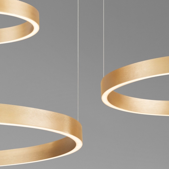 Lampadario 3 cerchi moderni oro led 181w 3000k per soggiorno