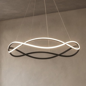 Visualizza i dettagli per Lampadario design nero led dimmerabile per soggiorno moderno Lampadario design nero led dimmerabile per soggiorno moderno