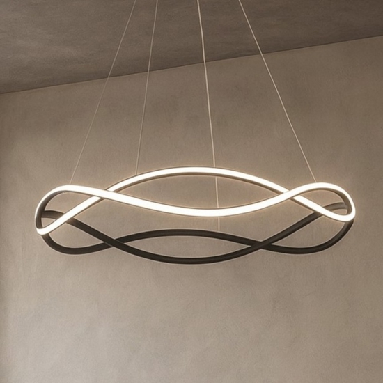 Lampadario design nero led dimmerabile per soggiorno moderno