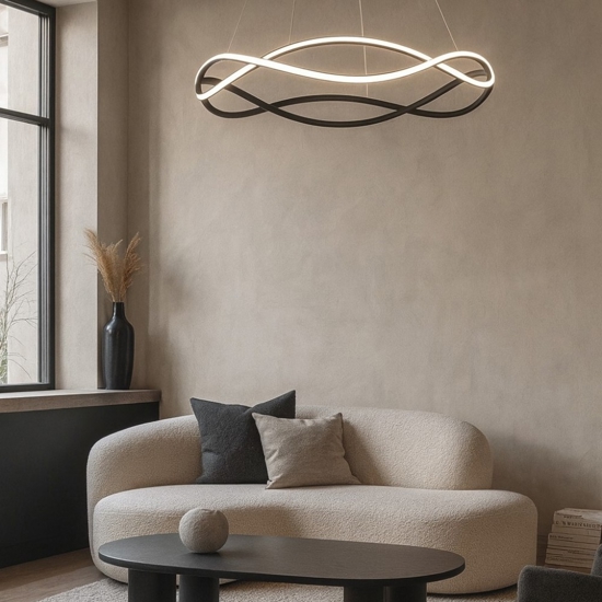 Lampadario design nero led dimmerabile per soggiorno moderno