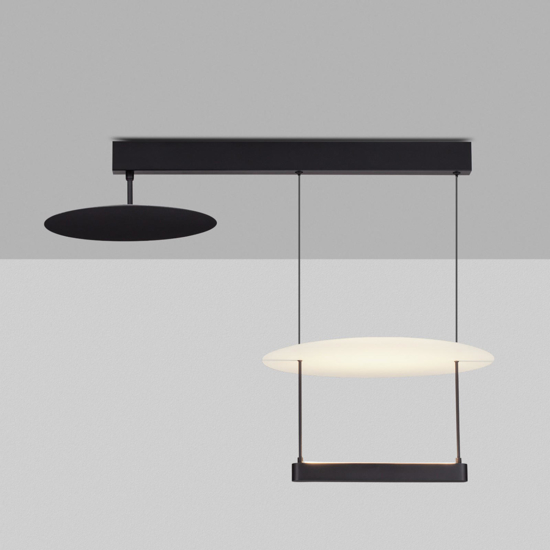 Lampadario nero design led per soggiorno moderno