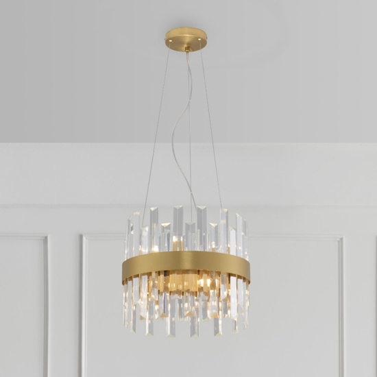 Lampadario di cristallo oro per salotto contemporaneo