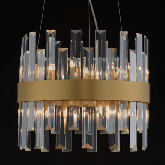 Lampadario di cristallo oro per salotto contemporaneo
