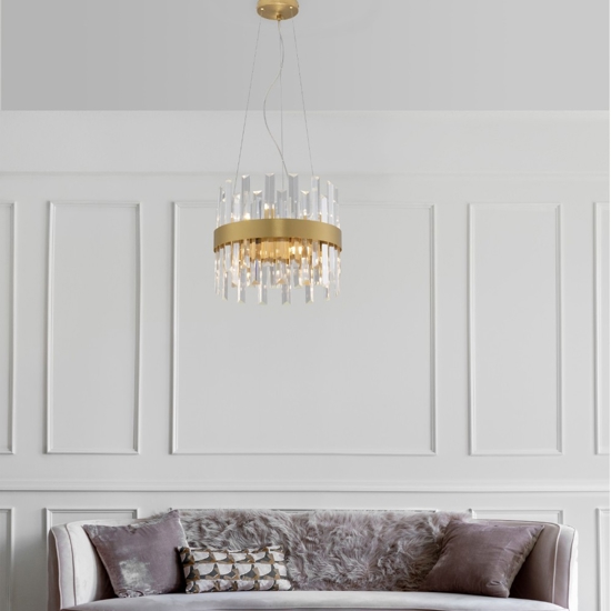 Lampadario di cristallo oro per salotto contemporaneo