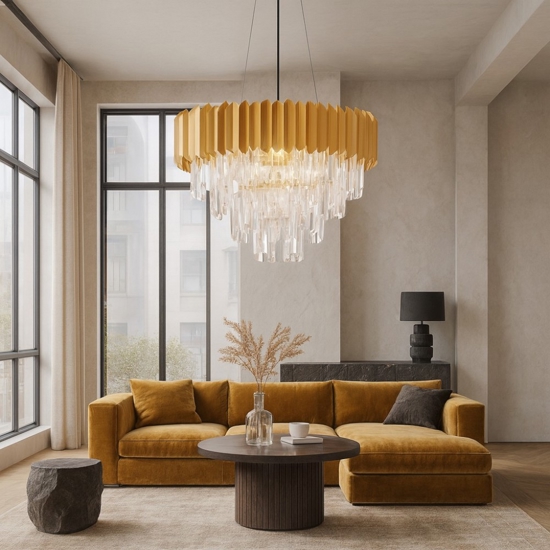 Lampadario di cristallo oro per salotto