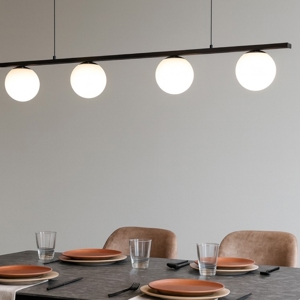 Visualizza i dettagli per Lampadario da soggiorno nero sfere vetro led 32w 3200k moderno Lampadario da soggiorno nero sfere vetro led 32w 3200k moderno