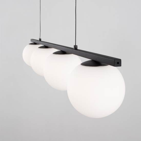 Lampadario da soggiorno nero sfere vetro led 32w 3200k moderno