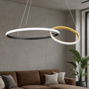 Visualizza i dettagli per Lampadario moderno led 36w 3000k dimmerabile nero oro moderna Lampadario moderno led 36w 3000k dimmerabile nero oro moderna
