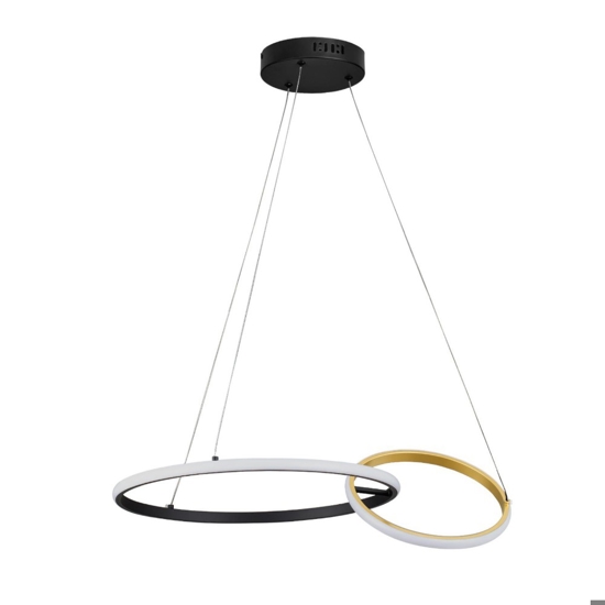 Lampadario moderno led 36w 3000k dimmerabile nero oro moderna