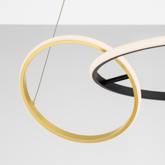 Lampadario moderno led 36w 3000k dimmerabile nero oro moderna