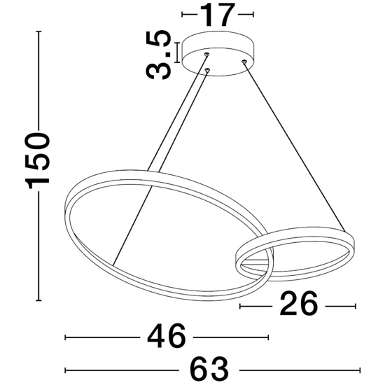Lampadario moderno led 36w 3000k dimmerabile nero oro moderna