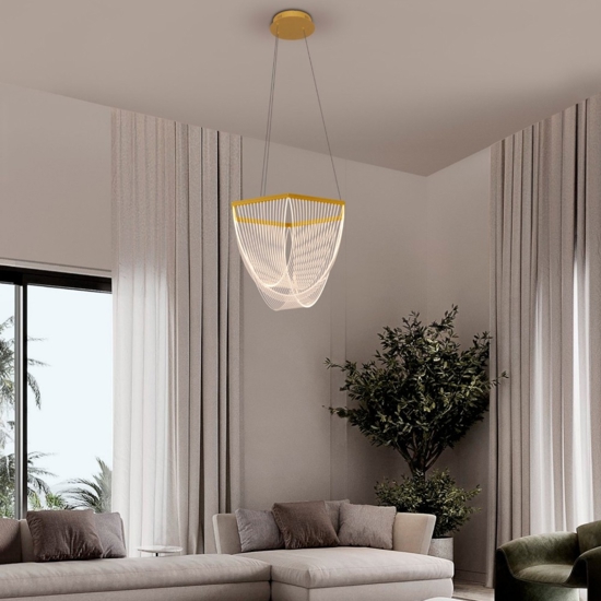 Lampadario led 35w 3000k dorato design moderno