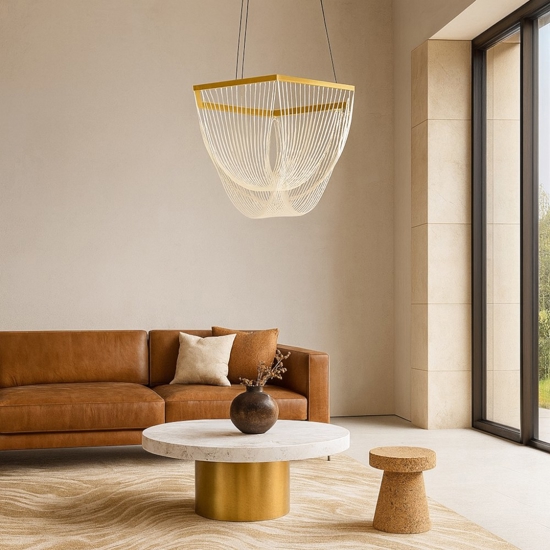 Lampadario led 35w 3000k dorato design moderno