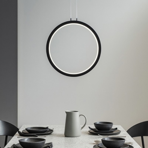 Lampadario cerchio moderno nero 40cm led 26w 3000k