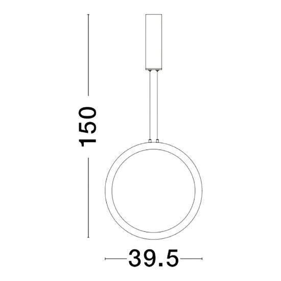 Lampadario cerchio moderno nero 40cm led 26w 3000k