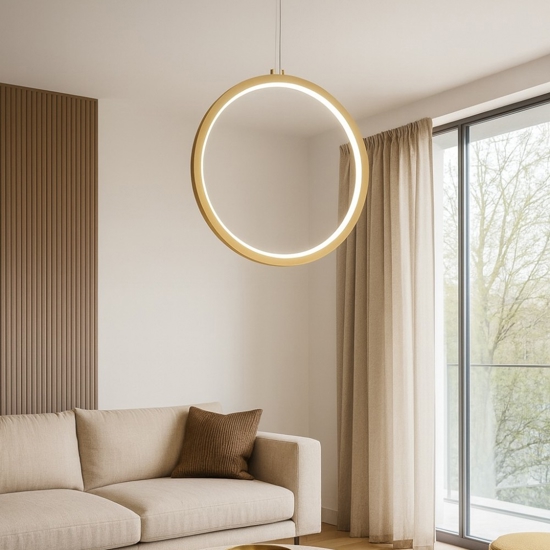 Lampadario cerchio dorato 40cm led 26w 3000k