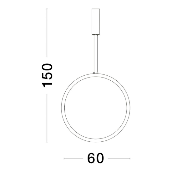 Lampadario rotonda cerchio nero 60cm led 36w 3000k