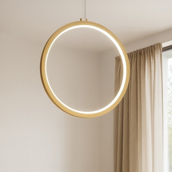 Lampadario cerchio 60cm dorato led 36w 3000k