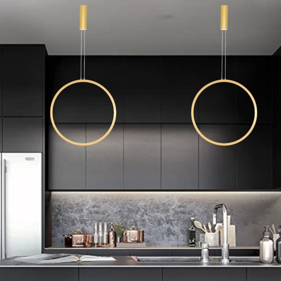 Lampadario cerchio 60cm dorato led 36w 3000k