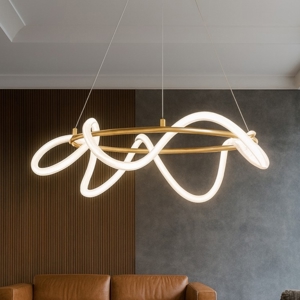 Visualizza i dettagli per Lampadario oro design tubo led di silicone per soggiorno Lampadario oro design tubo led di silicone per soggiorno