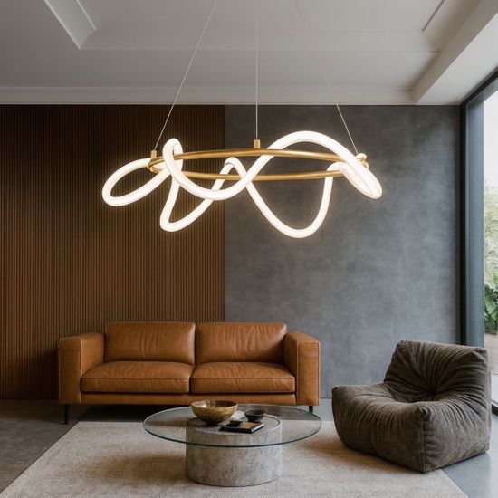 Lampadario oro design tubo led di silicone per soggiorno
