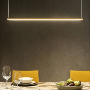 Lampadario barra led marrone chiaro per tavolo
