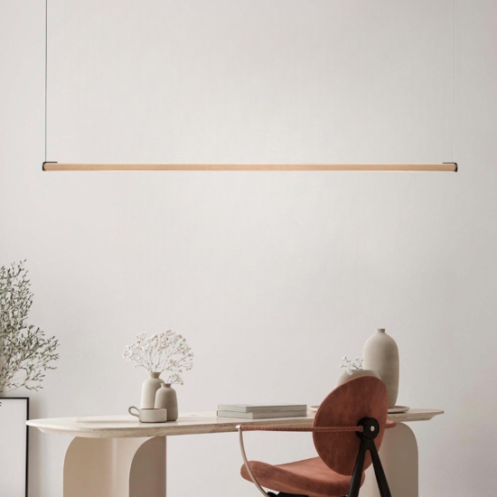 Lampadario barra led marrone chiaro per tavolo Lampadario barra led marrone chiaro per tavolo