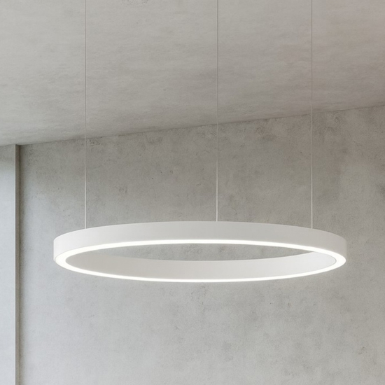 Lampadario cerchio bianco 60cm led biemissione 60w 3000k dimmerabile