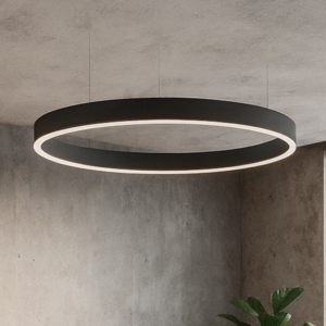 Lampadario cerchio nero 60cm led biemissione 60w 3000k dimmerabile