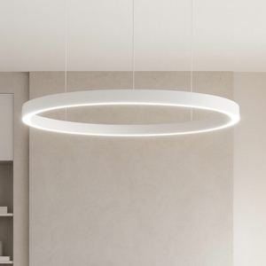Visualizza i dettagli per Lampadario cerchio bianco 98cm led biemissione 3000k dimmerabile Lampadario cerchio bianco 98cm led biemissione 3000k dimmerabile