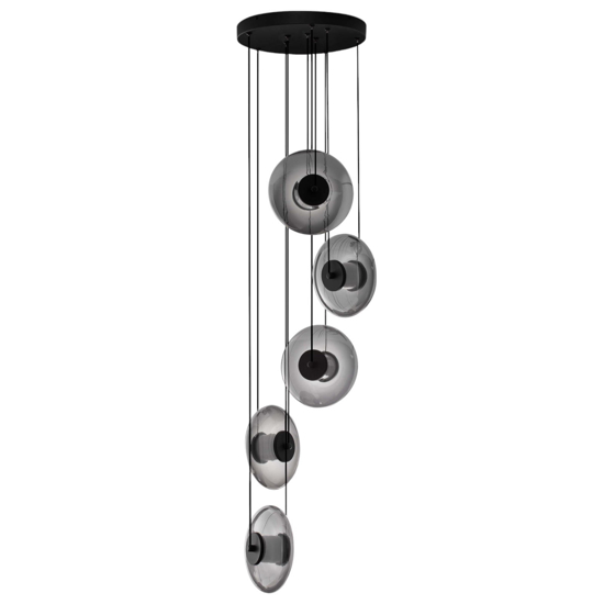 Lampadario per soggiorno moderno dischi di vetro fume a grappolo