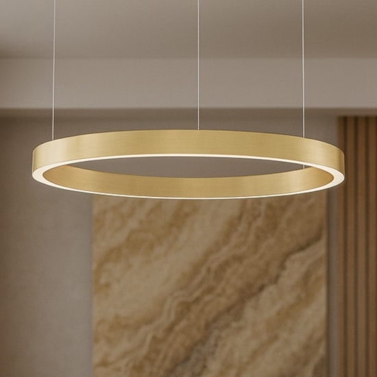 Lampadario cerchio oro 100cm led 60w da 2700k a 6000k dimmerabile