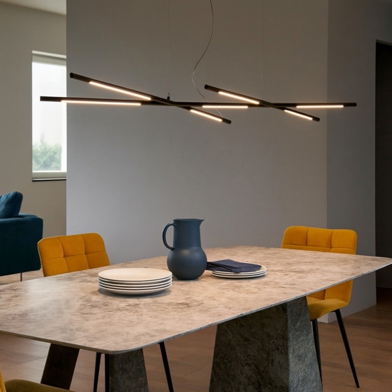 Lampadario design nero led per salone moderno