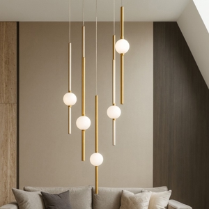 Visualizza i dettagli per Lampadario con pendenti oro sfere vetro per soggiorno Lampadario con pendenti oro sfere vetro per soggiorno