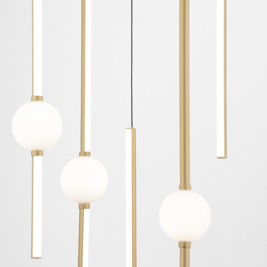 Lampadario con pendenti oro sfere vetro per soggiorno