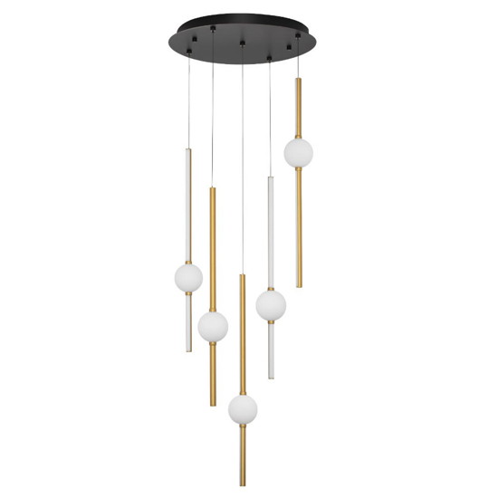 Lampadario con pendenti oro sfere vetro per soggiorno
