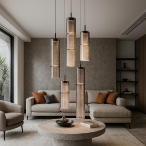 Visualizza i dettagli per Lampadario moderno per soggiorno 5 luci vetro moka led 3000k Lampadario moderno per soggiorno 5 luci vetro moka led 3000k