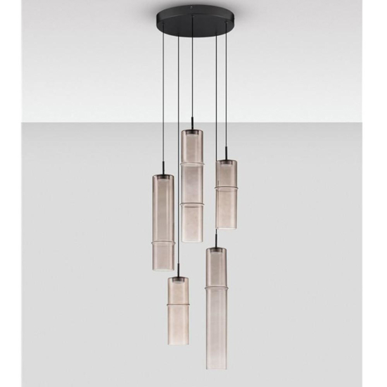 Lampadario moderno per soggiorno 5 luci vetro moka led 3000k