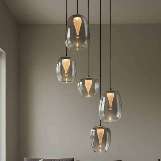 Lampadario moderno da salotto led 3000k cavi regolabili