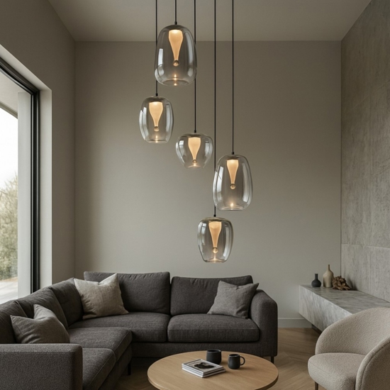 Lampadario moderno da salotto led 3000k cavi regolabili