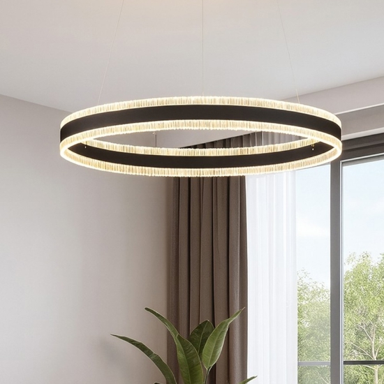 Lampadario moderno per salotto colore nero led 3000k dimmerabile