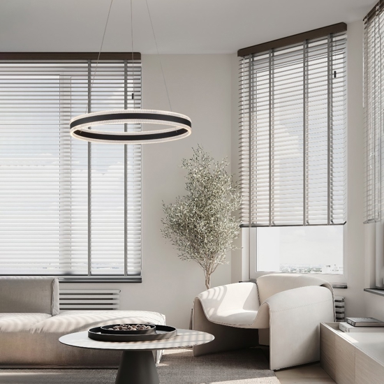 Lampadario moderno per salotto colore nero led 3000k dimmerabile
