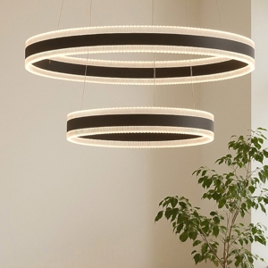 Lampadario moderno nero led 3000k circolare