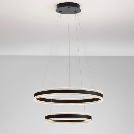 Lampadario moderno nero led 3000k circolare