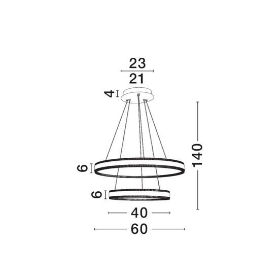 Lampadario moderno nero led 3000k circolare