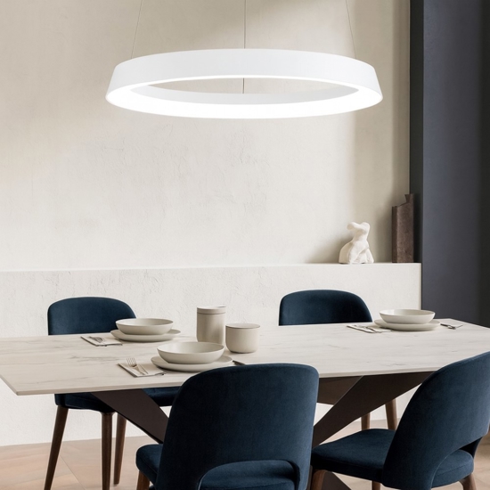Lampadario circolare bianco 45cm led 38w 2700k 3000k