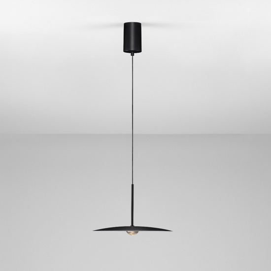Lampada a sospensione da cucina minimal tonda nera led 3000k