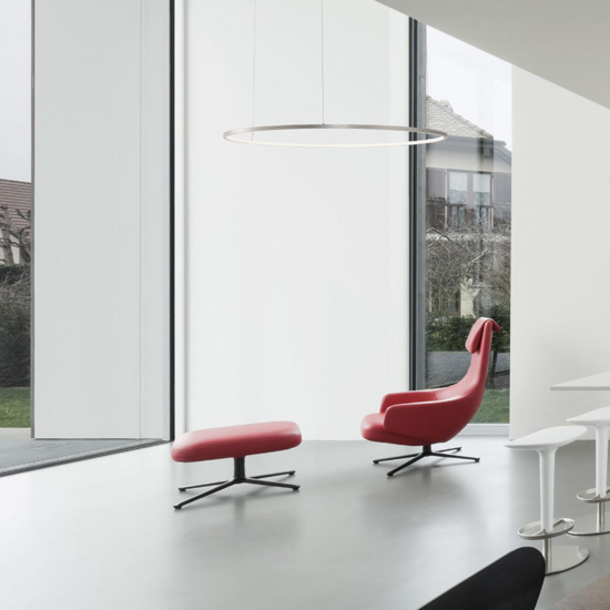 Lampadario moderno cerchio 100cm grigio led 59w 3000k dimmerabile
