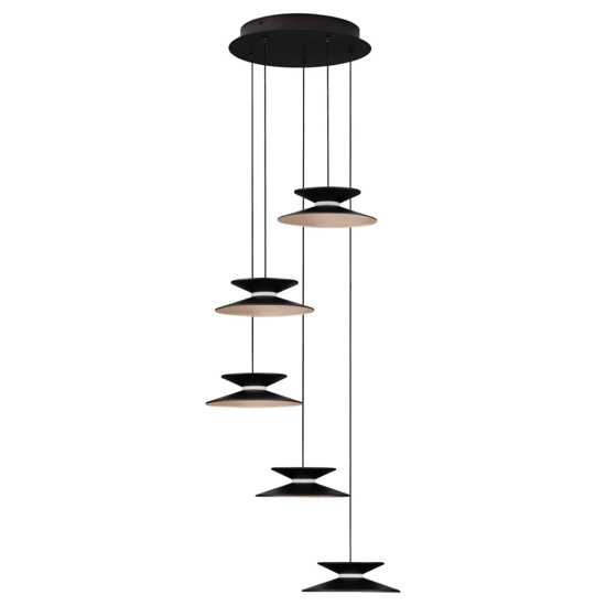 Lampadario design con pendenti nero oro per da pranzo moderna